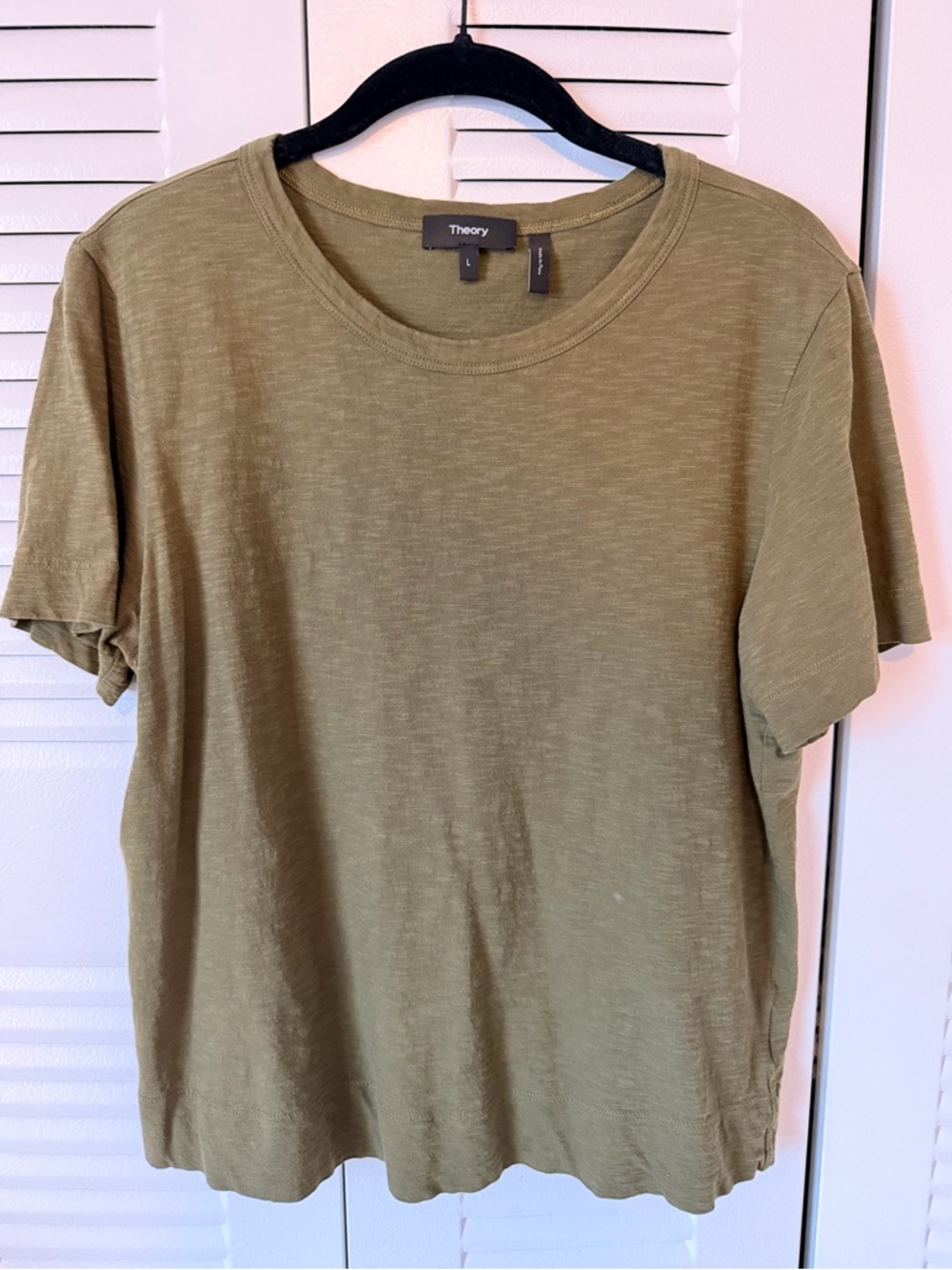 Theory Olive Green Crew Neck Tee